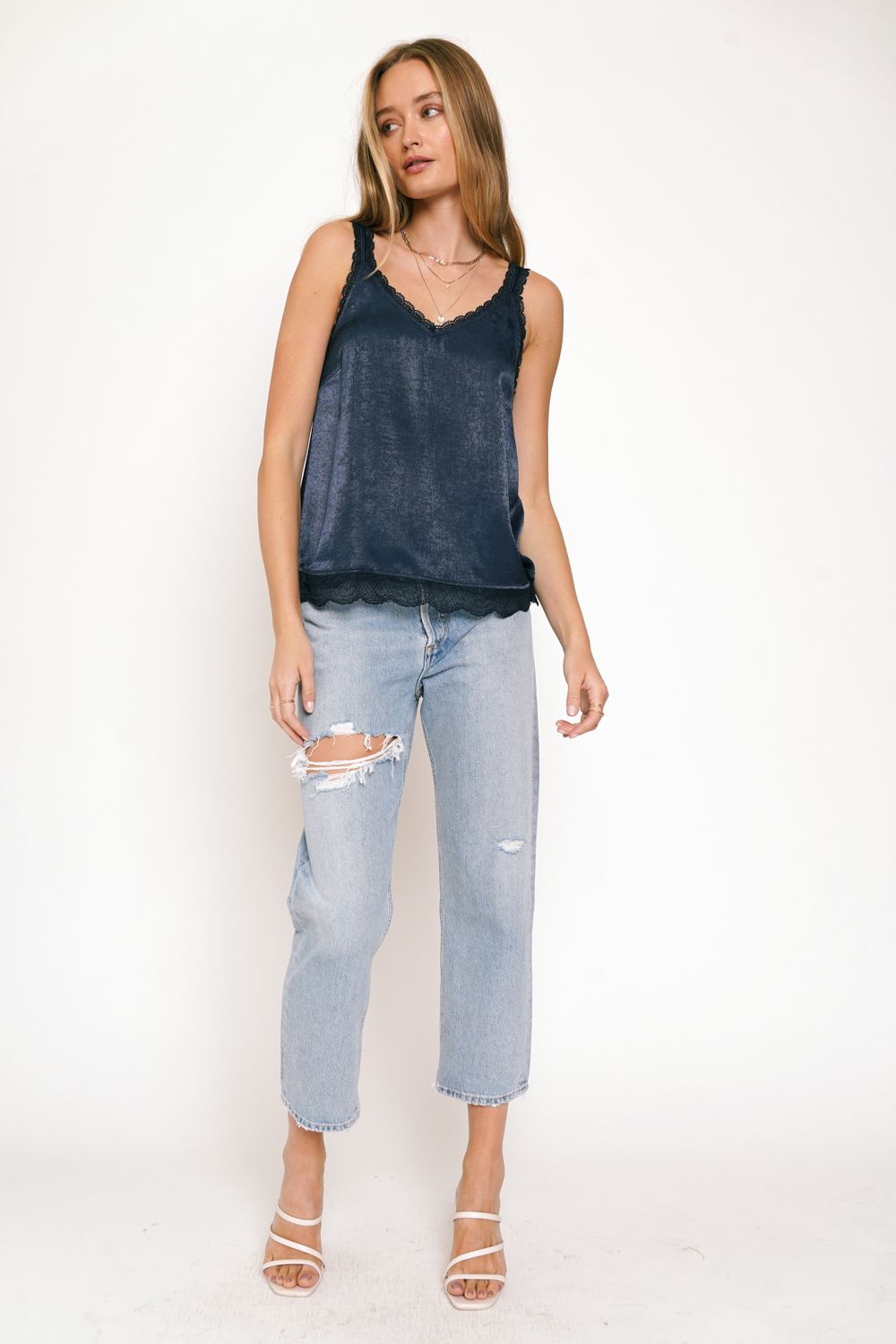 Lace Edge Satin Cami Top
