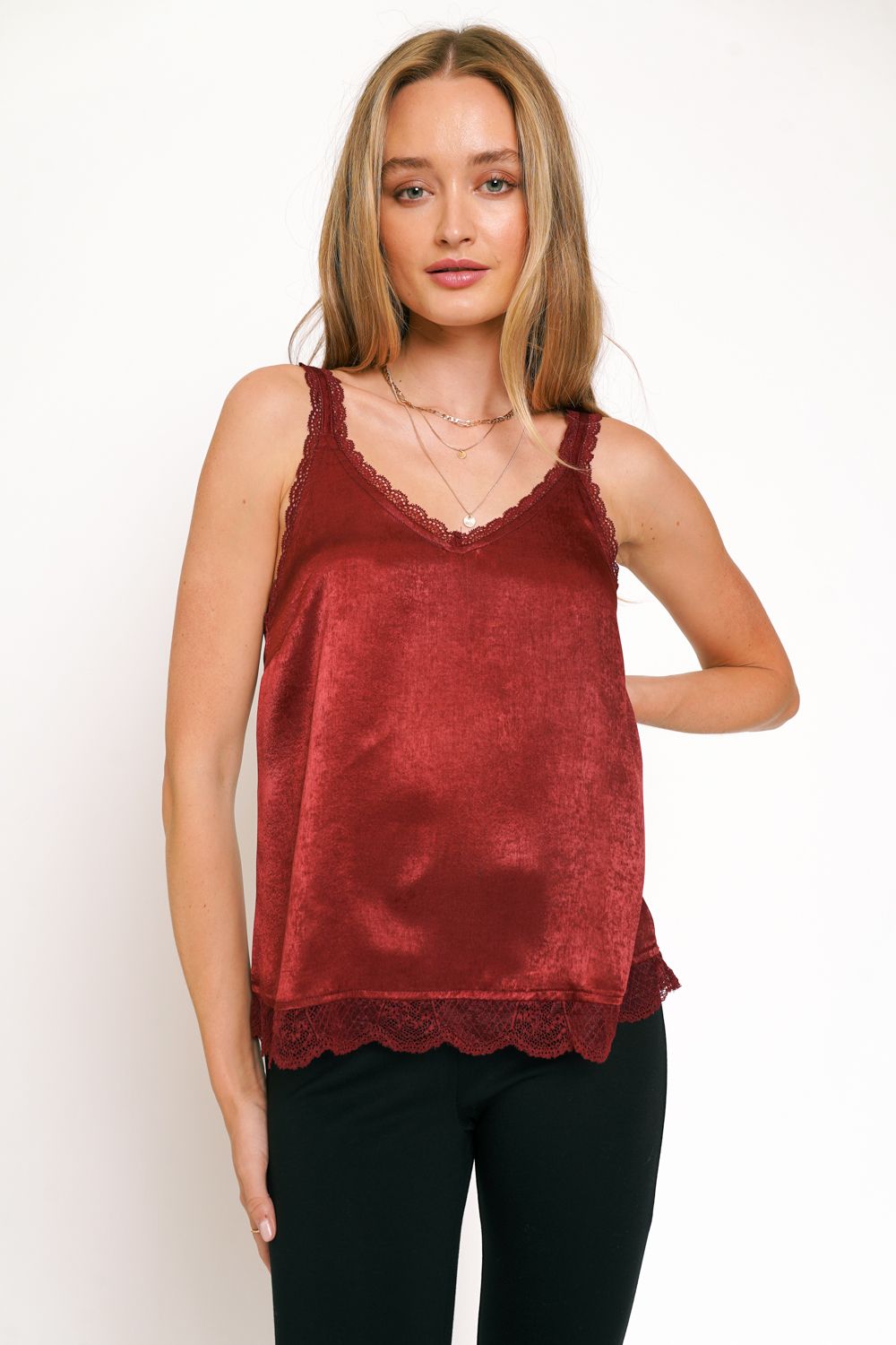 Lace Edge Satin Cami Top