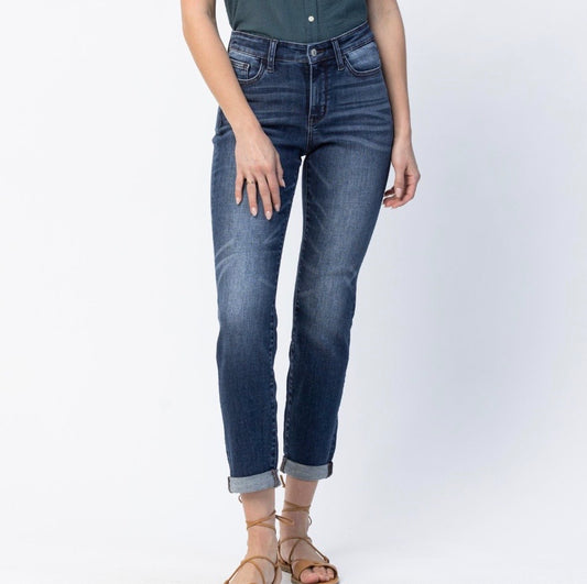 Judy Blue Basic Cuffed Slim Fit Boyfriend Jeans Pizzazz Beloit